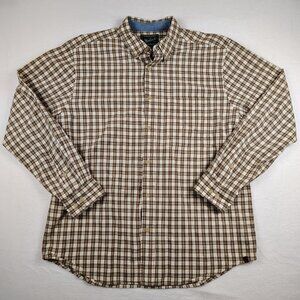 VTG Y2K Woolrich Plaid Cotton Shirt Mens sz Large Brown Blue Casual